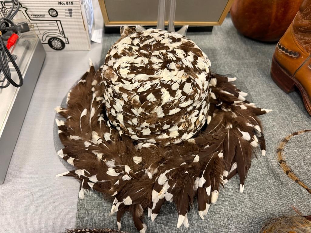 VINTAGE RUTH HENRIETTE FEATHER HATS INCLUDES TWO STYLED BY RUTH AND ONE VINTAGE CAP CIRCA 1960'S - 11