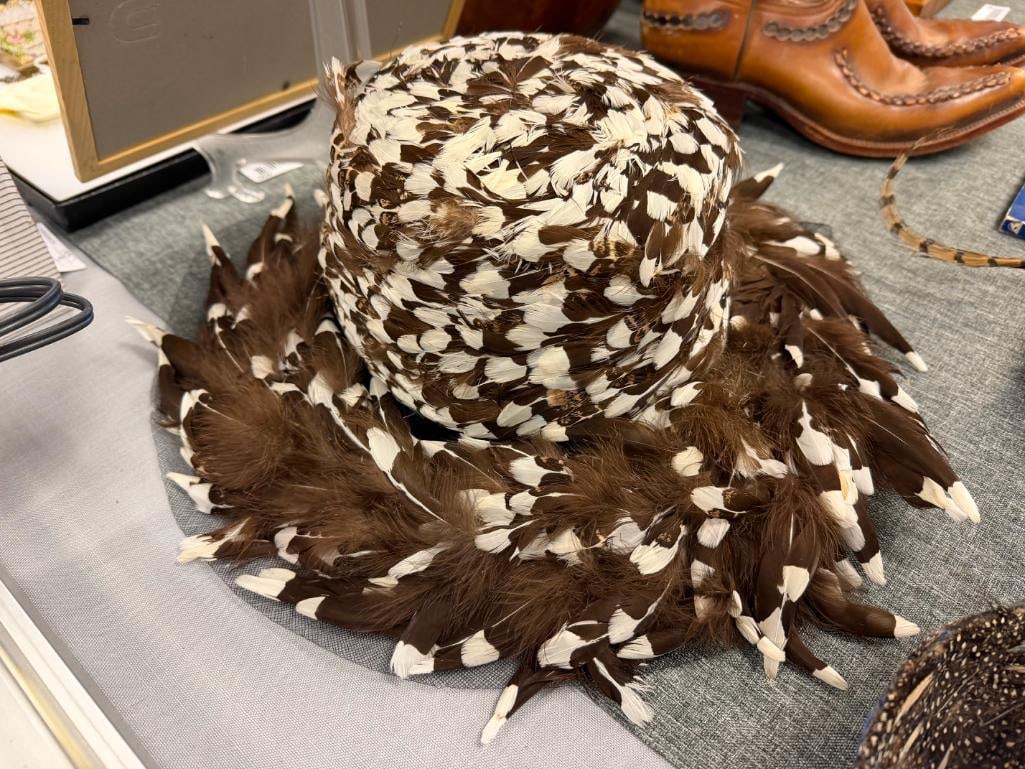 VINTAGE RUTH HENRIETTE FEATHER HATS INCLUDES TWO STYLED BY RUTH AND ONE VINTAGE CAP CIRCA 1960'S - 13