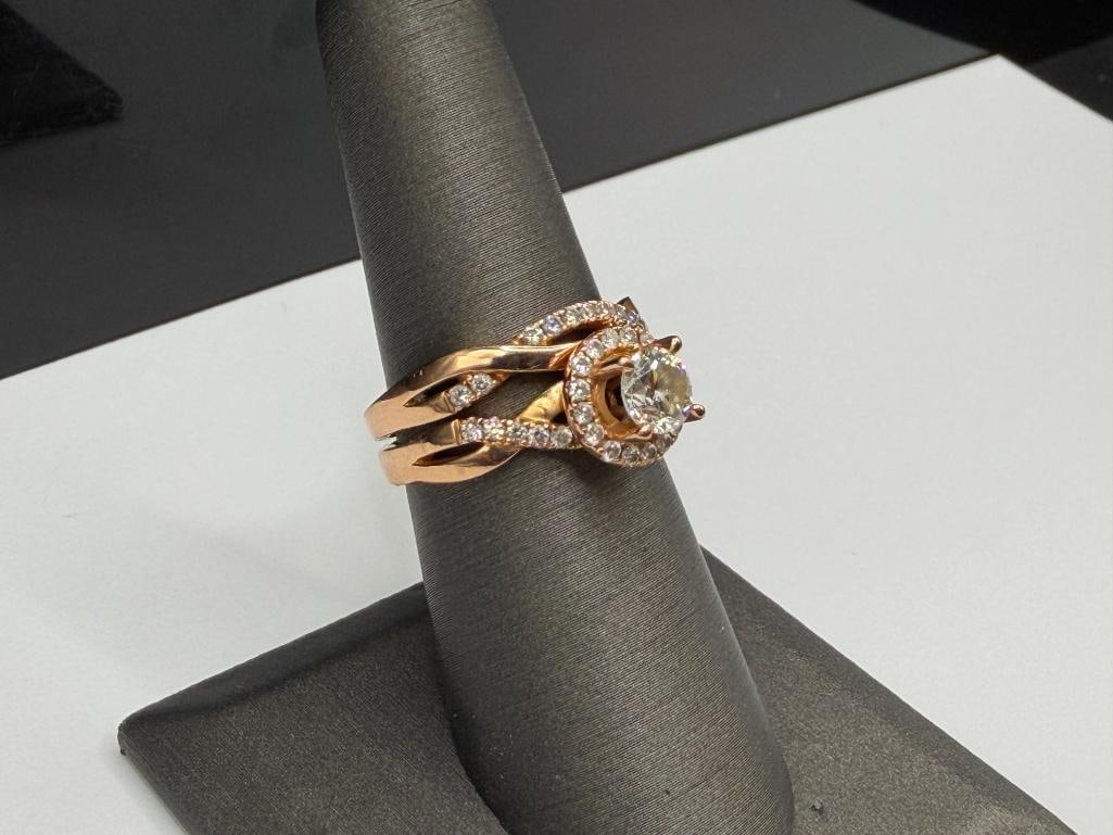 18K ROSE GOLD DESIGNER HALLMARKED DIAMOND ENGAGEMENT SET - 2