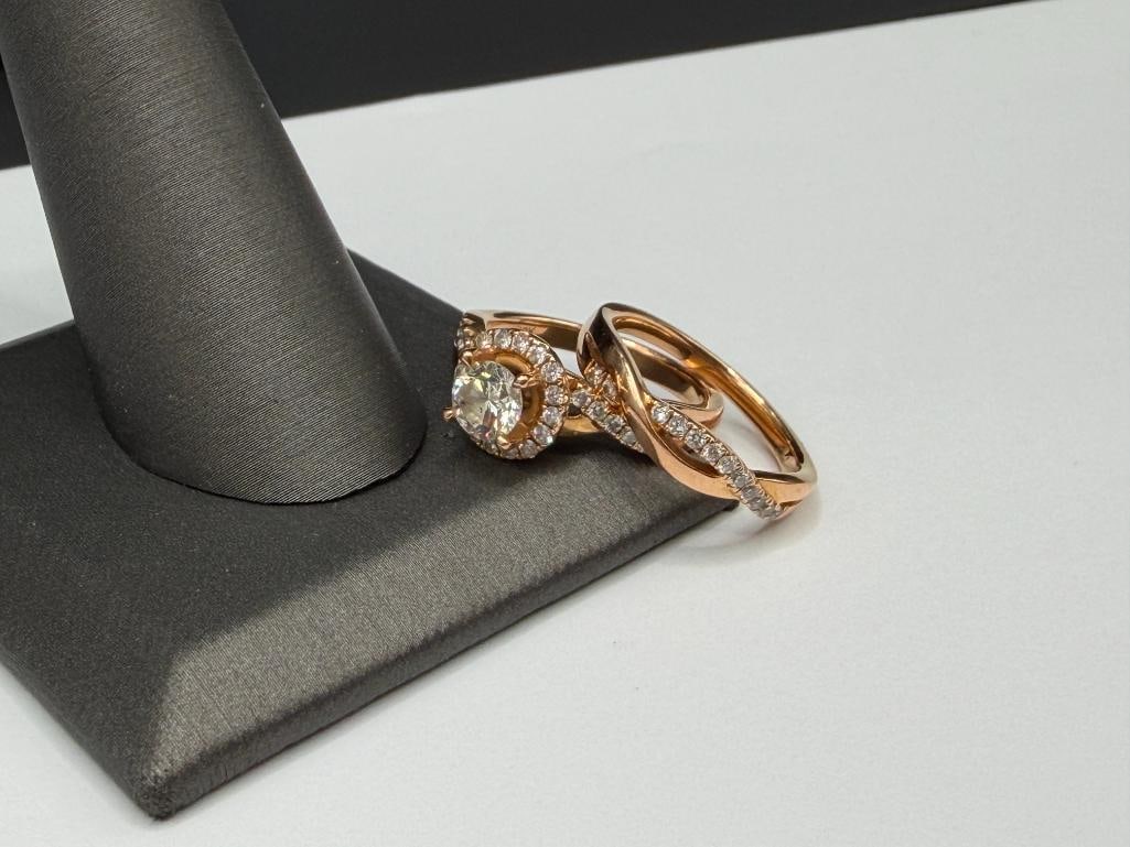 18K ROSE GOLD DESIGNER HALLMARKED DIAMOND ENGAGEMENT SET - 3