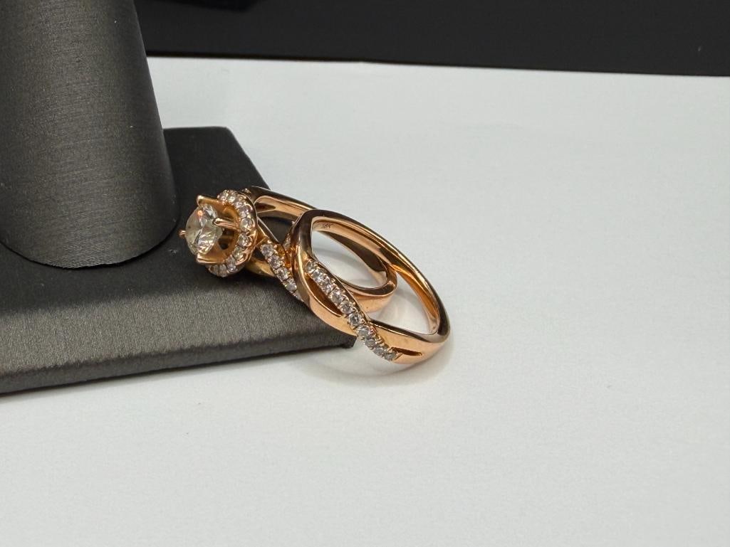 18K ROSE GOLD DESIGNER HALLMARKED DIAMOND ENGAGEMENT SET - 4