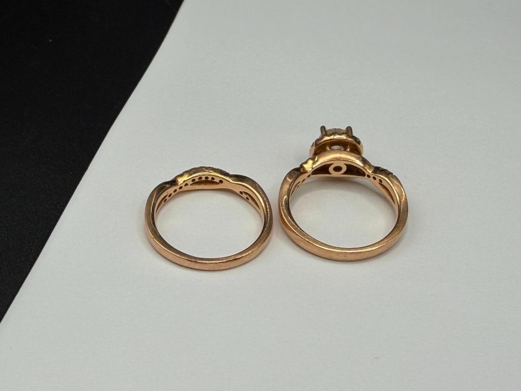 18K ROSE GOLD DESIGNER HALLMARKED DIAMOND ENGAGEMENT SET - 5