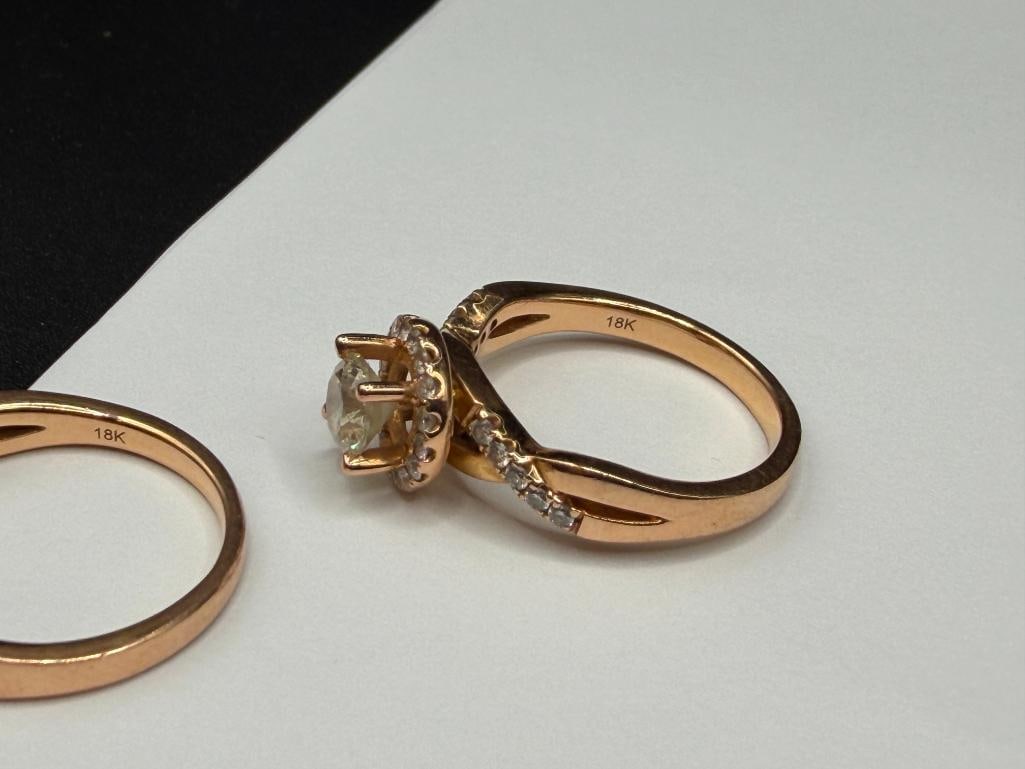 18K ROSE GOLD DESIGNER HALLMARKED DIAMOND ENGAGEMENT SET - 6