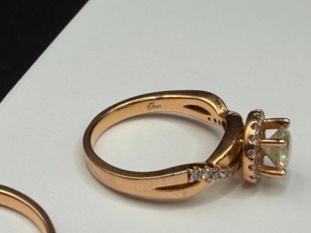 18K ROSE GOLD DESIGNER HALLMARKED DIAMOND ENGAGEMENT SET - 7