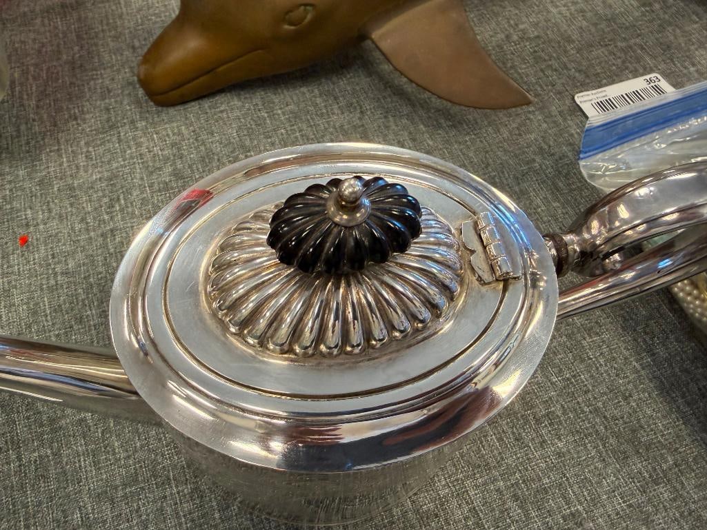 VINTAGE WILLIAM ADAMS ENGLISH SILVER PLATED COFFE POT ENGRAVED 1958 PUPILS MAXWELL SCHOOL - 4