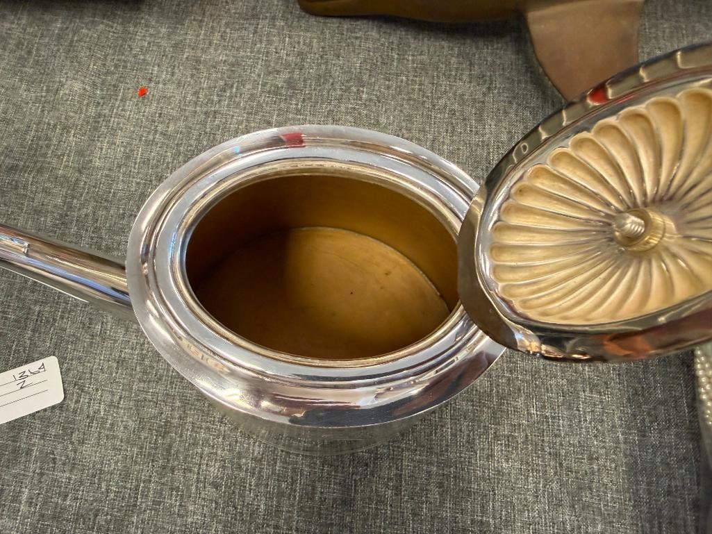 VINTAGE WILLIAM ADAMS ENGLISH SILVER PLATED COFFE POT ENGRAVED 1958 PUPILS MAXWELL SCHOOL - 5