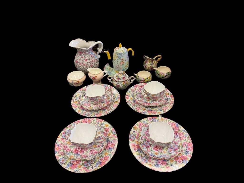 ASSORTED CHINA PITCHER, CREAMERS, SUGAR BOWLS, TEA CUPS AND SAUCERS VARIOUS MAKERS (1 of 20)