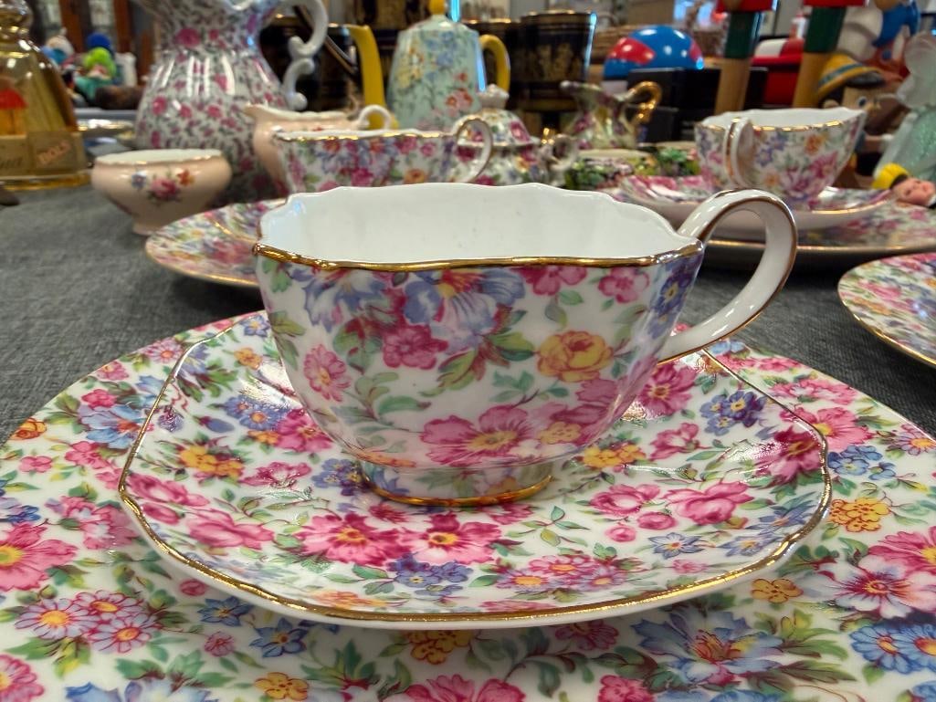 ASSORTED CHINA PITCHER, CREAMERS, SUGAR BOWLS, TEA CUPS AND SAUCERS VARIOUS MAKERS - 5