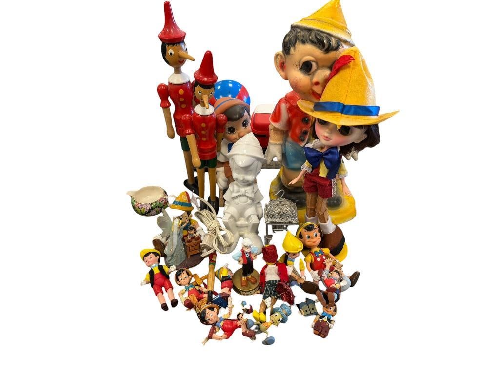 COLLECTION OF WALT DISNEY PINOCCHIO FIGURINES, ORNAMENTS, STATUE, DOLLS (1 of 14)
