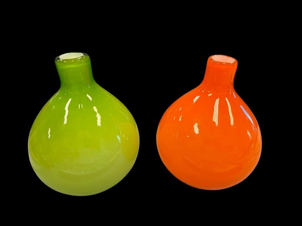 MID-CENTURY MODERN HAND BLOWN CASED GLASS VIBRANT VASES POSSIBLY CARLO MORETTI RAYMOR/ MURANO (1 of 9)