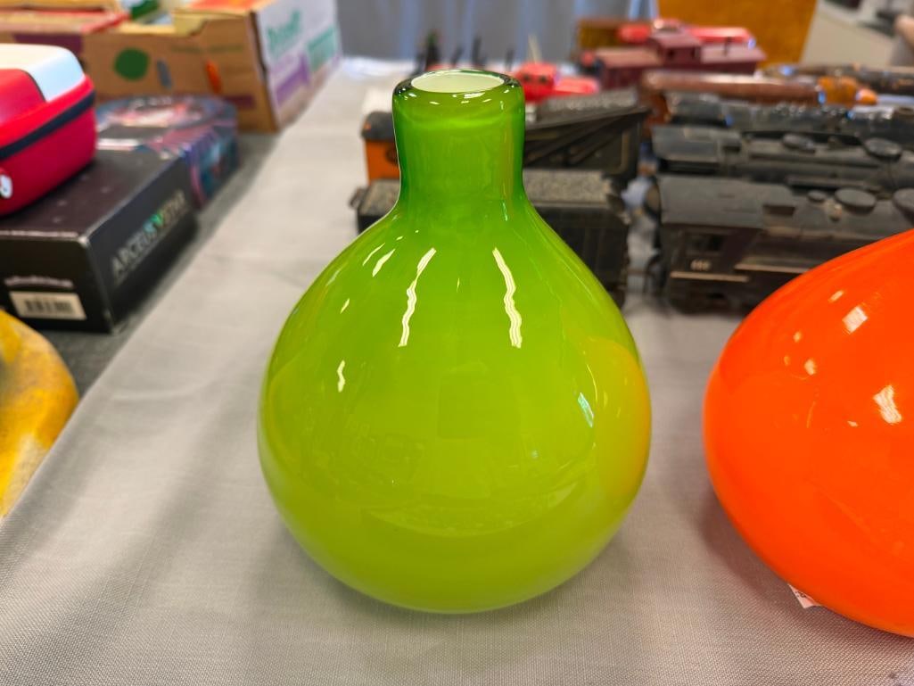 MID-CENTURY MODERN HAND BLOWN CASED GLASS VIBRANT VASES POSSIBLY CARLO MORETTI RAYMOR/ MURANO - 3