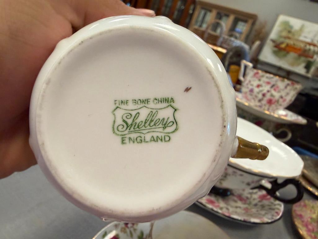 14 TEA CUP AND SAUCERS SETS MOSTLY ENGLISH MADE AYNSLEY, SHELLEY, LEFTON, LENOX, CLARENCE - 15