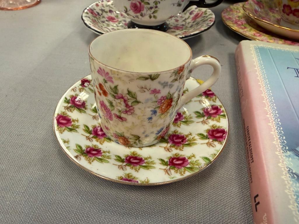 14 TEA CUP AND SAUCERS SETS MOSTLY ENGLISH MADE AYNSLEY, SHELLEY, LEFTON, LENOX, CLARENCE - 6
