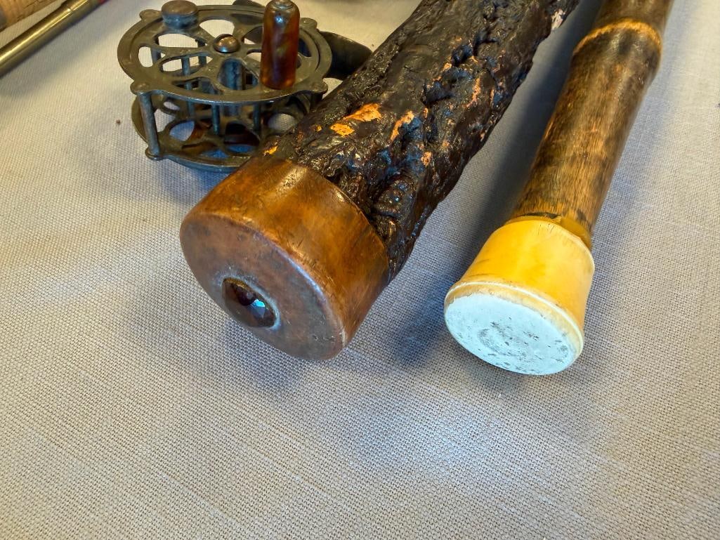 VINTAGE BAMBOO AND GNARLED WALKING STICK - 5
