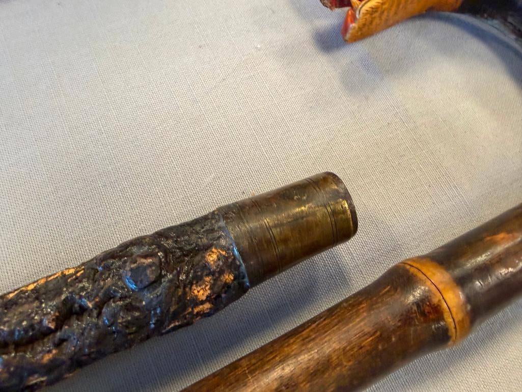 VINTAGE BAMBOO AND GNARLED WALKING STICK - 6