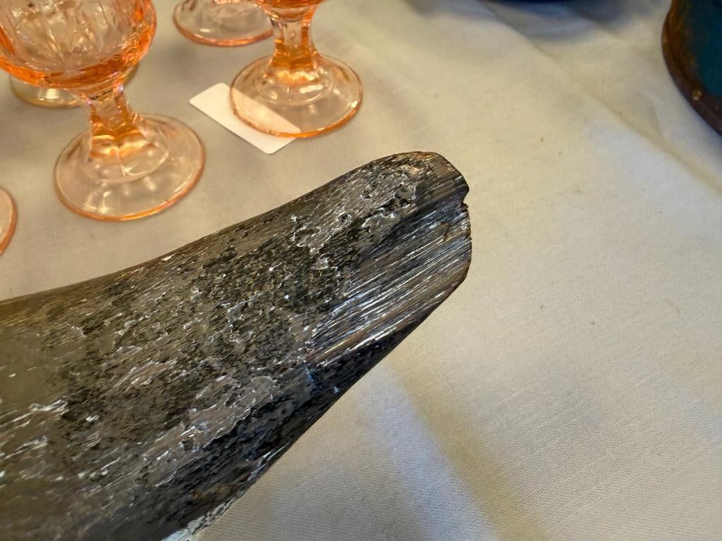 EARLY 20TH CENTURY ANTIQUE HAND CARVED WOODEN DUCK DECOY WITH GLASS EYES AND LEAD WEIGHT - 5