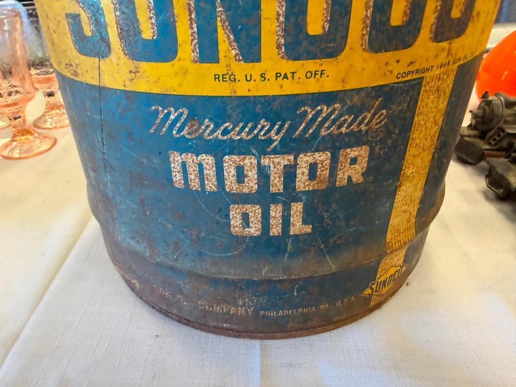 1940'S - 1950'S SUNOCO 5-GALLON MERCURY MADE MOTOR OIL CAN - 10