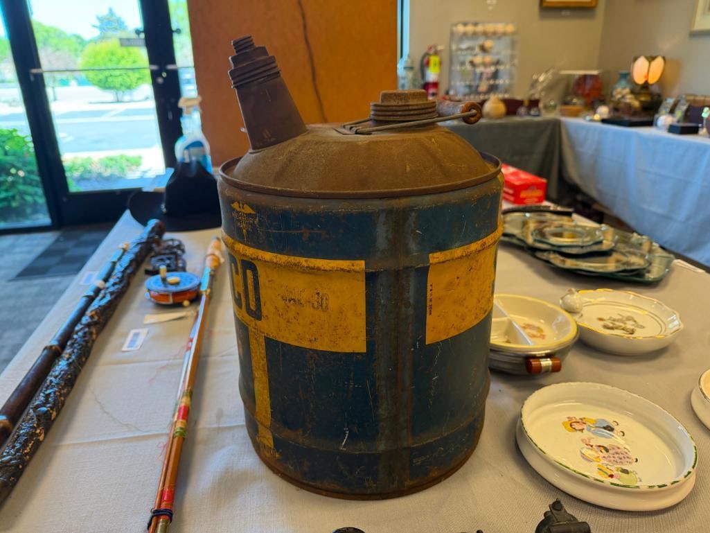 1940'S - 1950'S SUNOCO 5-GALLON MERCURY MADE MOTOR OIL CAN - 13
