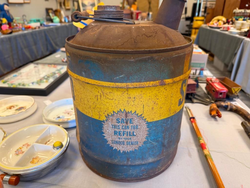 1940'S - 1950'S SUNOCO 5-GALLON MERCURY MADE MOTOR OIL CAN - 14