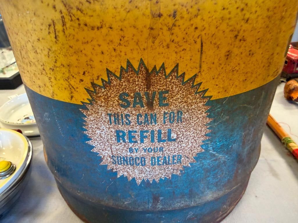 1940'S - 1950'S SUNOCO 5-GALLON MERCURY MADE MOTOR OIL CAN - 15