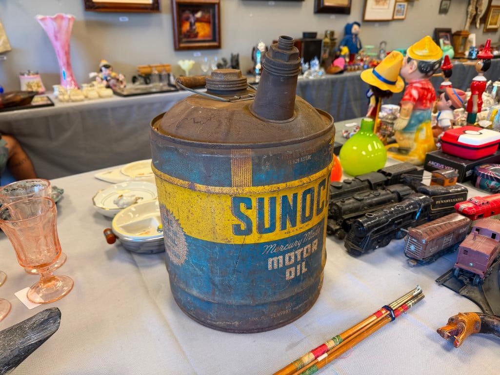 1940'S - 1950'S SUNOCO 5-GALLON MERCURY MADE MOTOR OIL CAN - 3