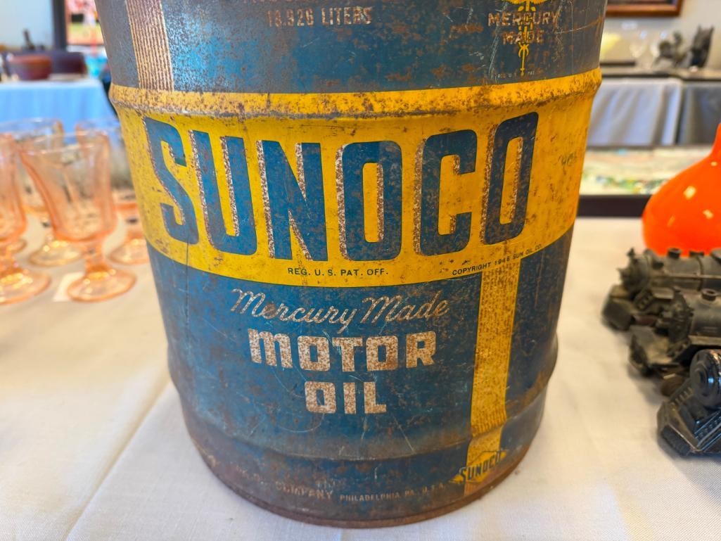 1940'S - 1950'S SUNOCO 5-GALLON MERCURY MADE MOTOR OIL CAN - 8