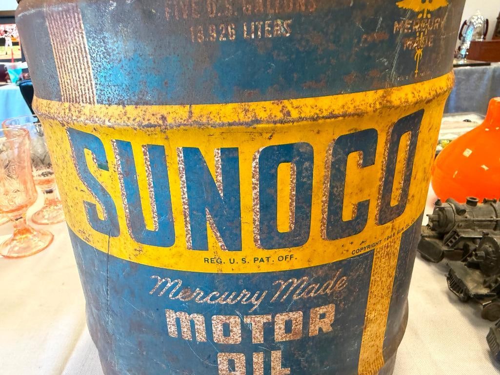 1940'S - 1950'S SUNOCO 5-GALLON MERCURY MADE MOTOR OIL CAN - 9