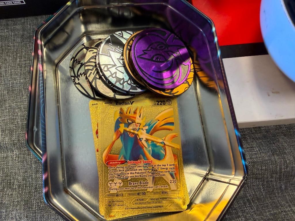 POKEMON GAME TRADING CARDS INCLUDES ARCEUS VSTAR DECK SET, FOLIO CARDS, INDIGO GYM BADGES - 5