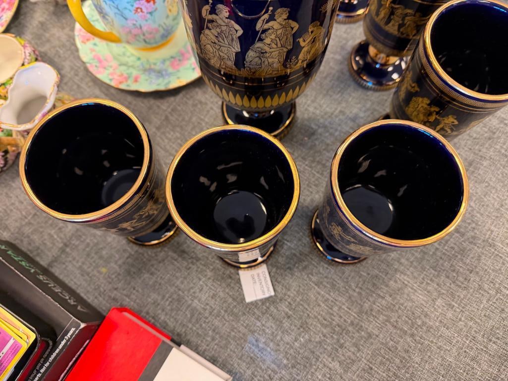 SPEC PORCELAIN VINTAGE GREEK MYTHOLOGY DRINKING SET DECORATED IN 24K - 10