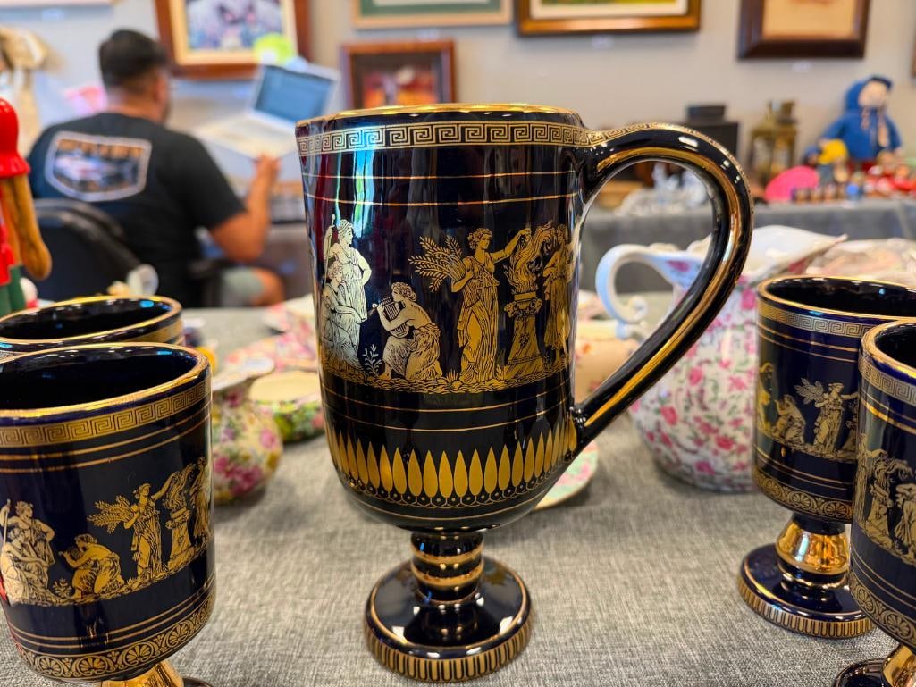 SPEC PORCELAIN VINTAGE GREEK MYTHOLOGY DRINKING SET DECORATED IN 24K - 11