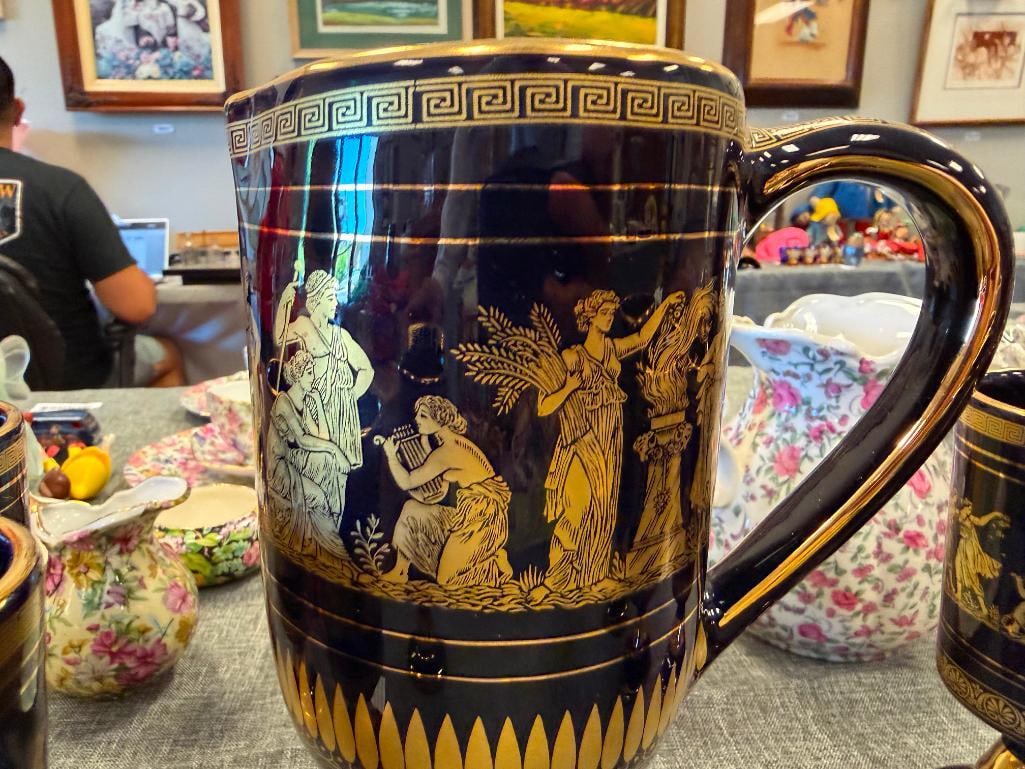SPEC PORCELAIN VINTAGE GREEK MYTHOLOGY DRINKING SET DECORATED IN 24K - 13