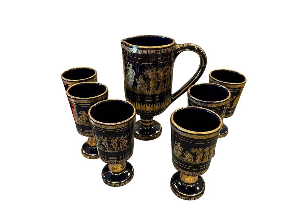 SPEC PORCELAIN VINTAGE GREEK MYTHOLOGY DRINKING SET DECORATED IN 24K (1 of 17)