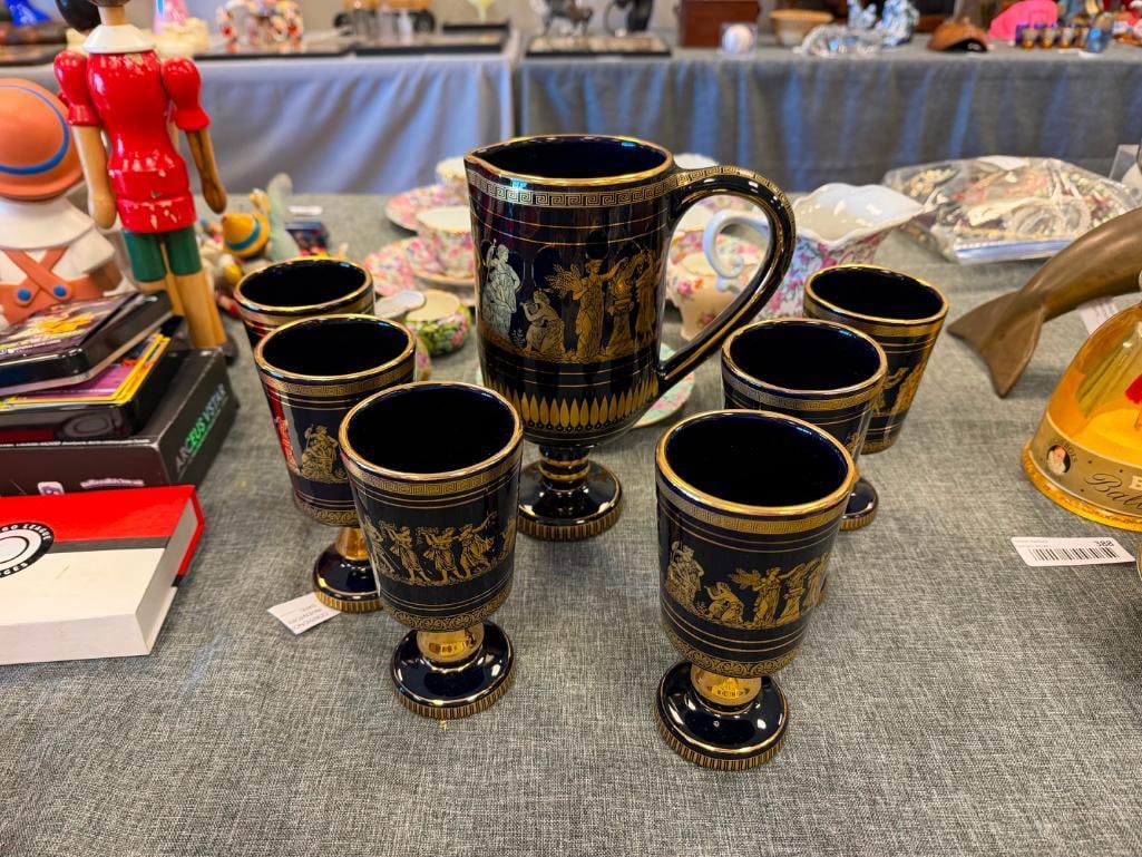 SPEC PORCELAIN VINTAGE GREEK MYTHOLOGY DRINKING SET DECORATED IN 24K - 2