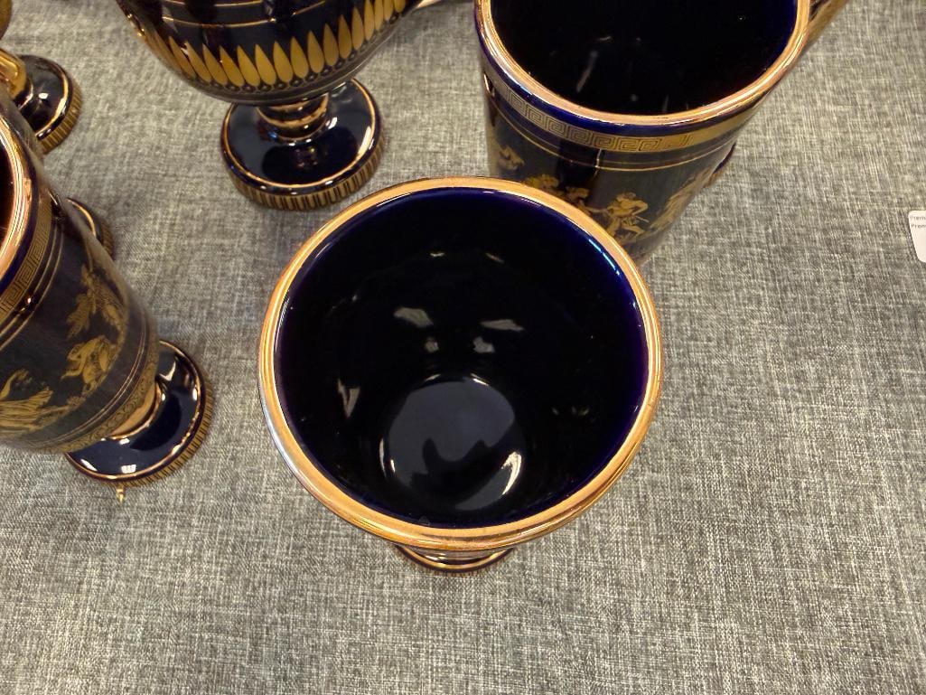 SPEC PORCELAIN VINTAGE GREEK MYTHOLOGY DRINKING SET DECORATED IN 24K - 4