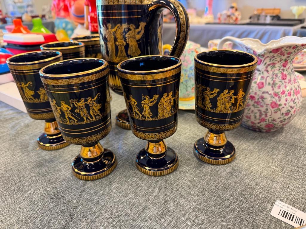 SPEC PORCELAIN VINTAGE GREEK MYTHOLOGY DRINKING SET DECORATED IN 24K - 7