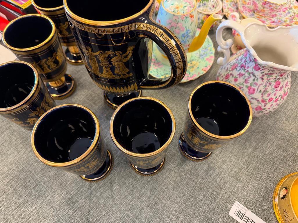 SPEC PORCELAIN VINTAGE GREEK MYTHOLOGY DRINKING SET DECORATED IN 24K - 8