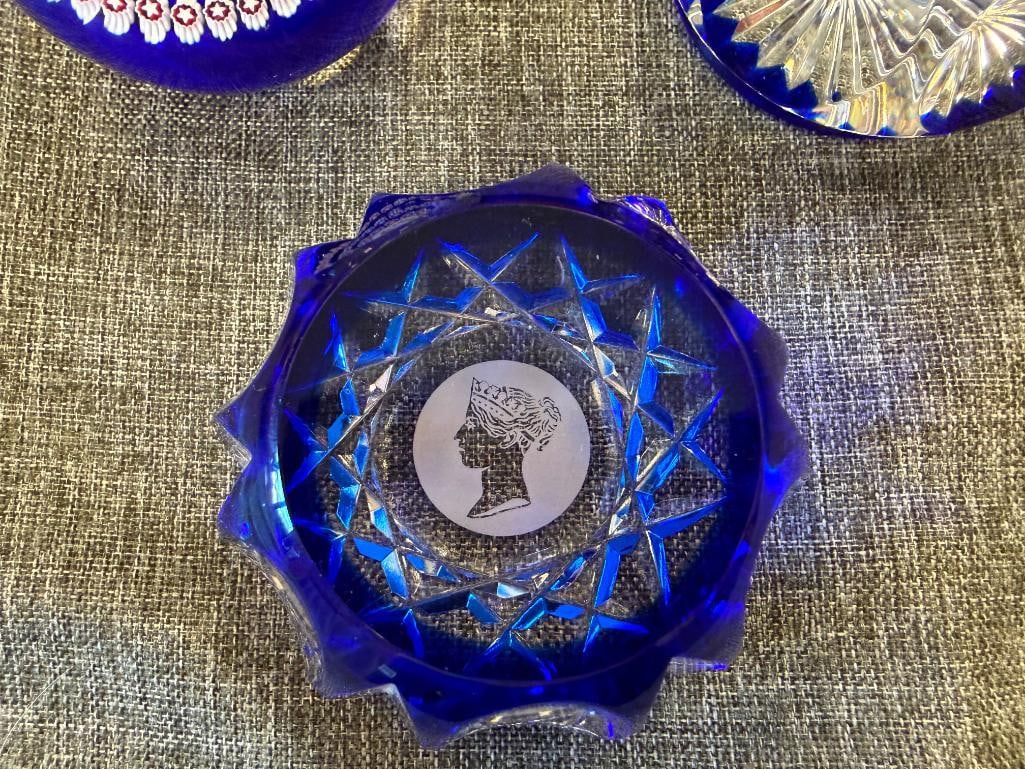 BACCARAT AND WEBB CORBETT FACETED AND MILLEFIORI ART GLASS AND CRYSTAL PAPERWEIGHTS - 5