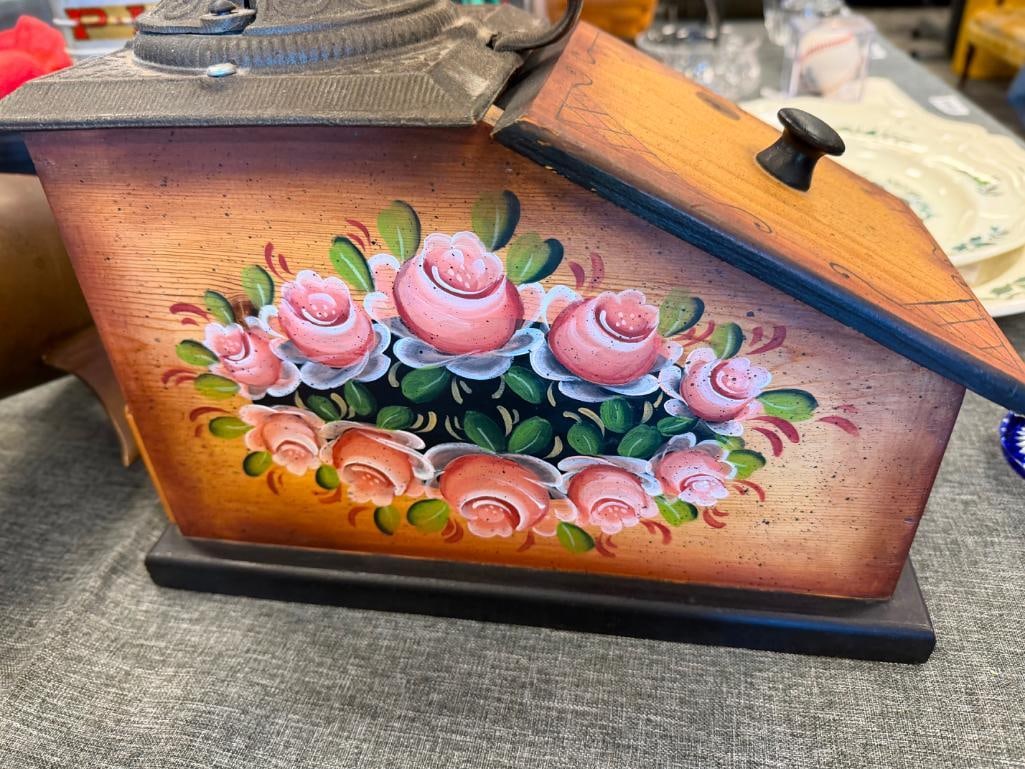 DECORATIVE COFFEE MILL / GRINDER STORAGE BOX WITH FLORAL DESIGN - 4