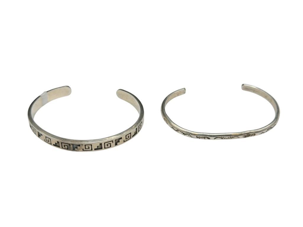 TWO NAVAJO STERLING SILVER CUFF BRACELETS (1 of 7)