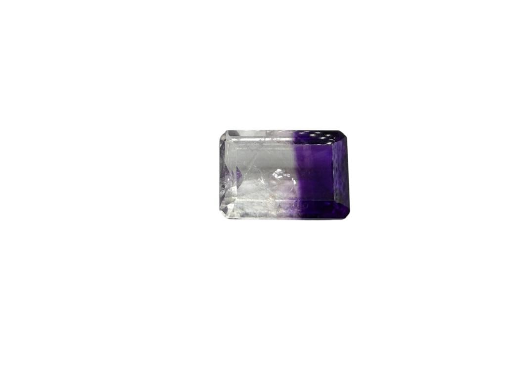 BI-COLOR PURPLE FLOURITE EMERALD CUT GEMSTONE: 21.45CT