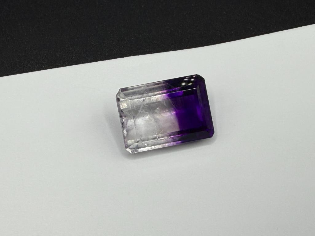 BI-COLOR PURPLE FLOURITE EMERALD CUT GEMSTONE - 2