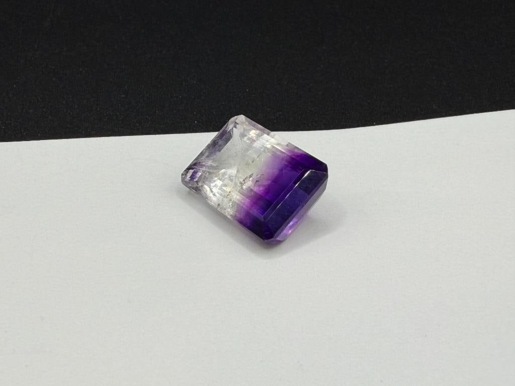 BI-COLOR PURPLE FLOURITE EMERALD CUT GEMSTONE - 3