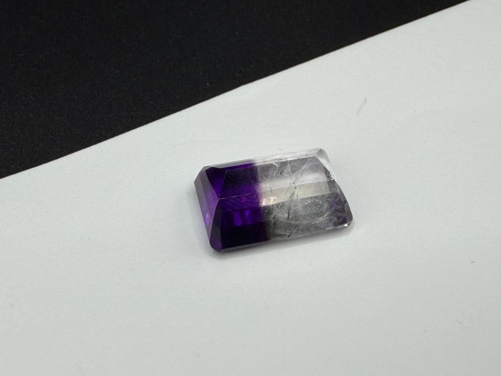 BI-COLOR PURPLE FLOURITE EMERALD CUT GEMSTONE - 4