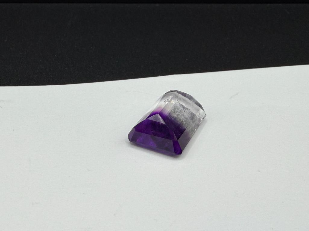 BI-COLOR PURPLE FLOURITE EMERALD CUT GEMSTONE - 5