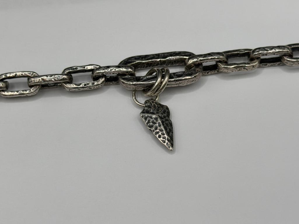 DISEL DESIGNER HALLMARKED STERLING SILVER ARROWHEAD DANGLE CHARM BRACELET - 2