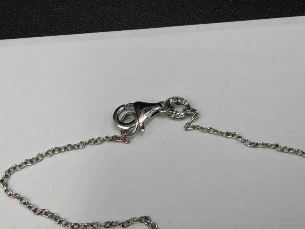 TWO STERLING SILVER FIGURAL HEART DESIGN CHAIN BRACELETS - 5