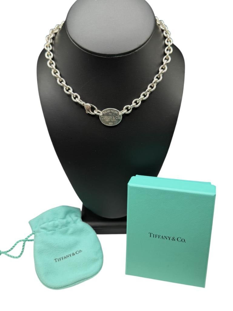 TIFFANY & CO. STERLING SILVER CHOKER CHARM PENDANT NECKLACE (1 of 7)