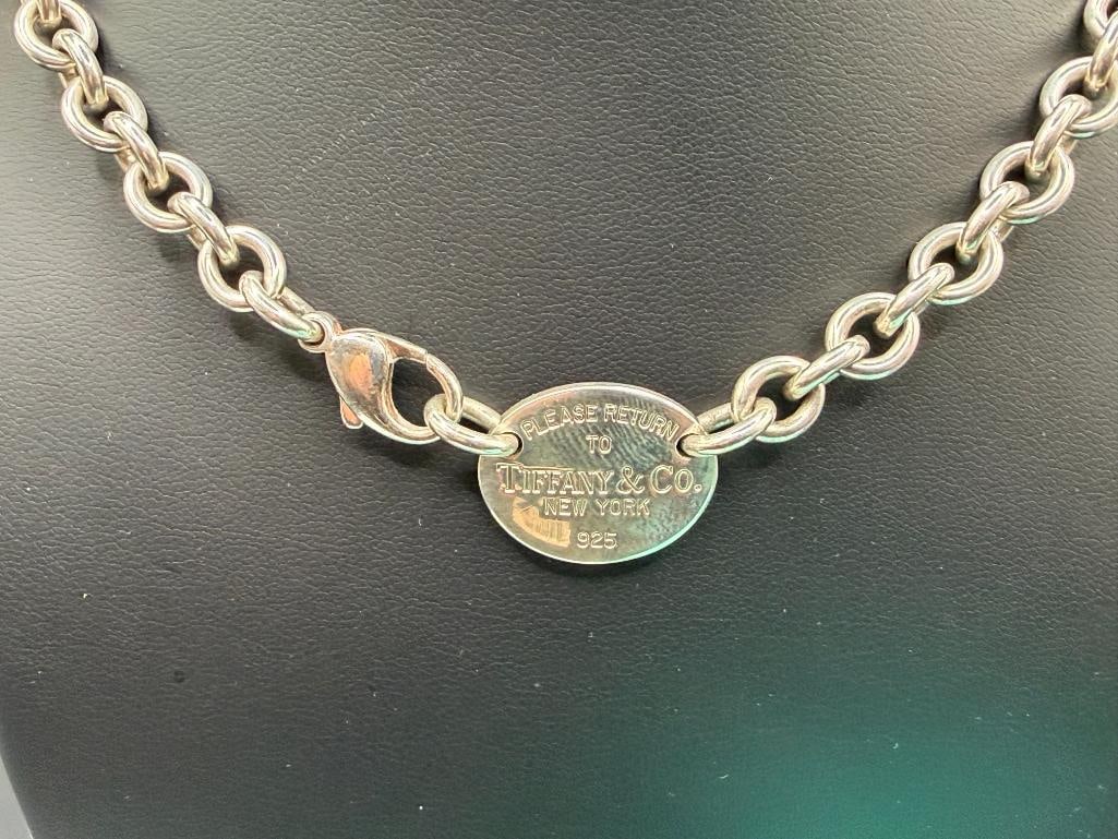 TIFFANY & CO. STERLING SILVER CHOKER CHARM PENDANT NECKLACE - 2