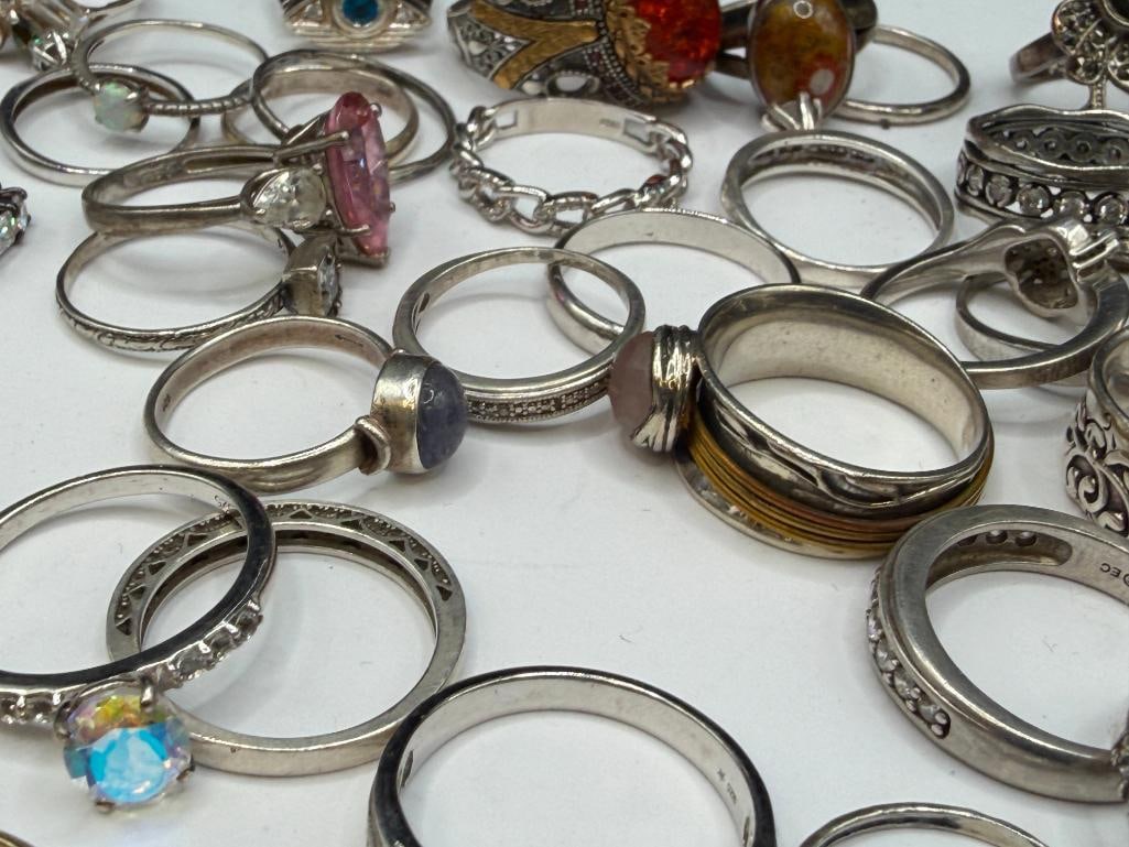 ASSORTED STERLING SILVER FASHION RINGS INCLUDING SOME DESIGNER SIGNED - 10