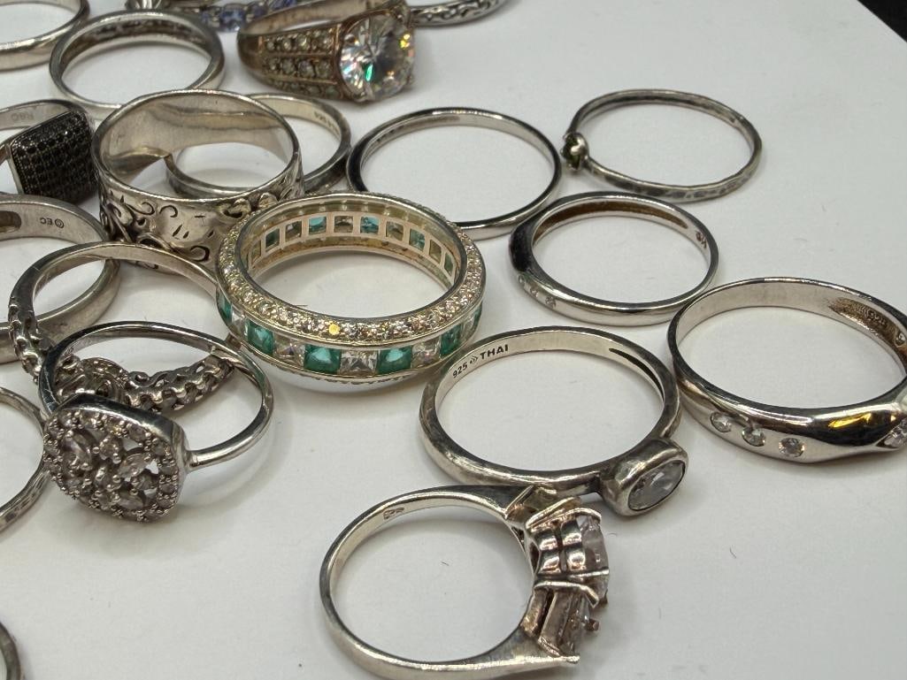 ASSORTED STERLING SILVER FASHION RINGS INCLUDING SOME DESIGNER SIGNED - 13